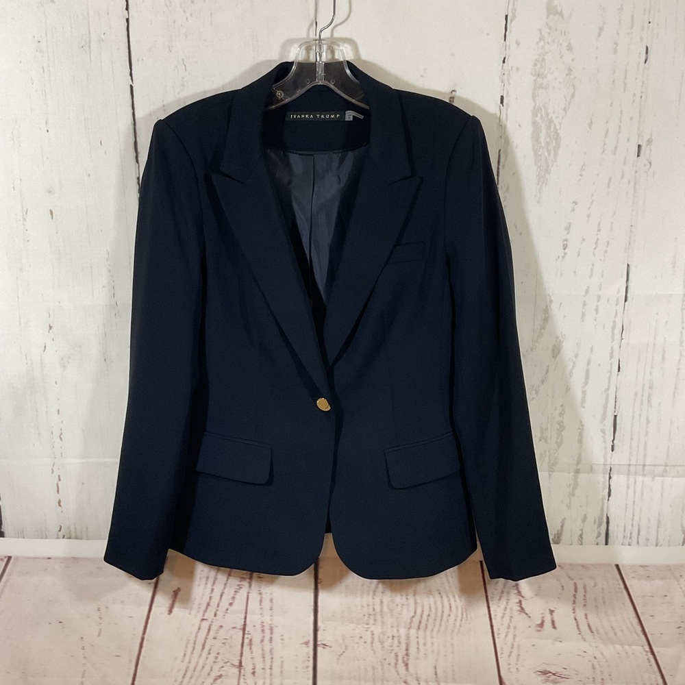 Ivanka Trump Blue Blazer Tailored Suit Jacket Size 8 Professional Office